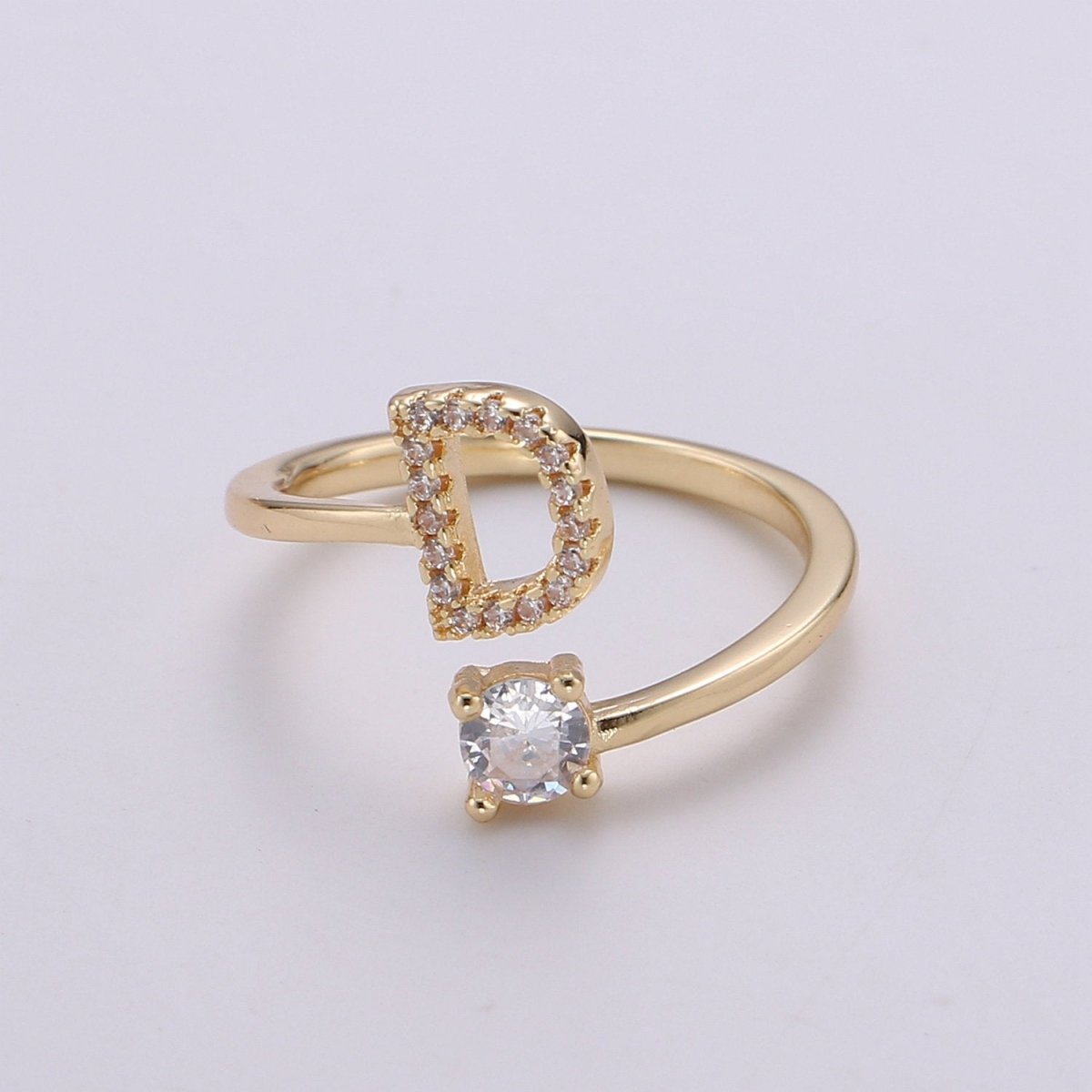 Dainty Initial Ring Gold Letter Ring Minimalist Initial Ring Initial Name Ring Adjustable Initial CZ Ring Personalized Bridesmaid Gift