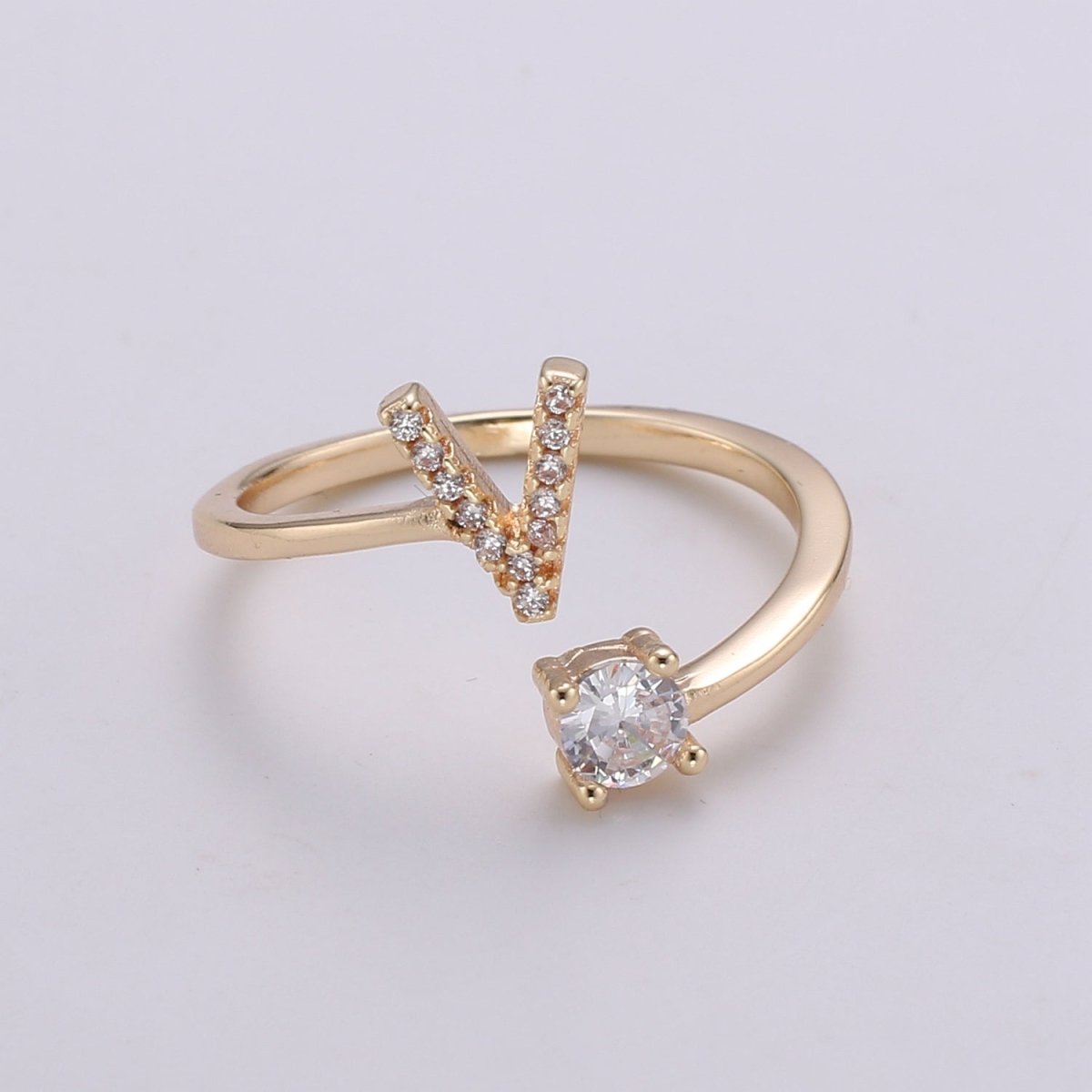 Dainty Initial Ring Gold Letter Ring Minimalist Initial Ring Initial Name Ring Adjustable Initial CZ Ring Personalized Bridesmaid Gift