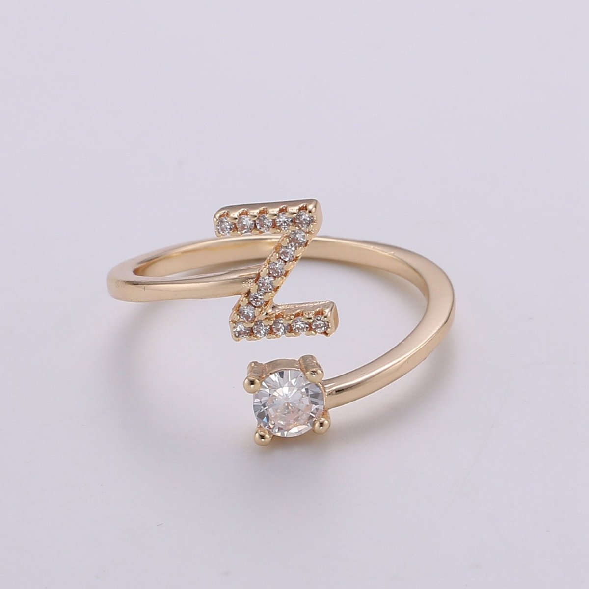 Dainty Initial Ring Gold Letter Ring Minimalist Initial Ring Initial Name Ring Adjustable Initial CZ Ring Personalized Bridesmaid Gift