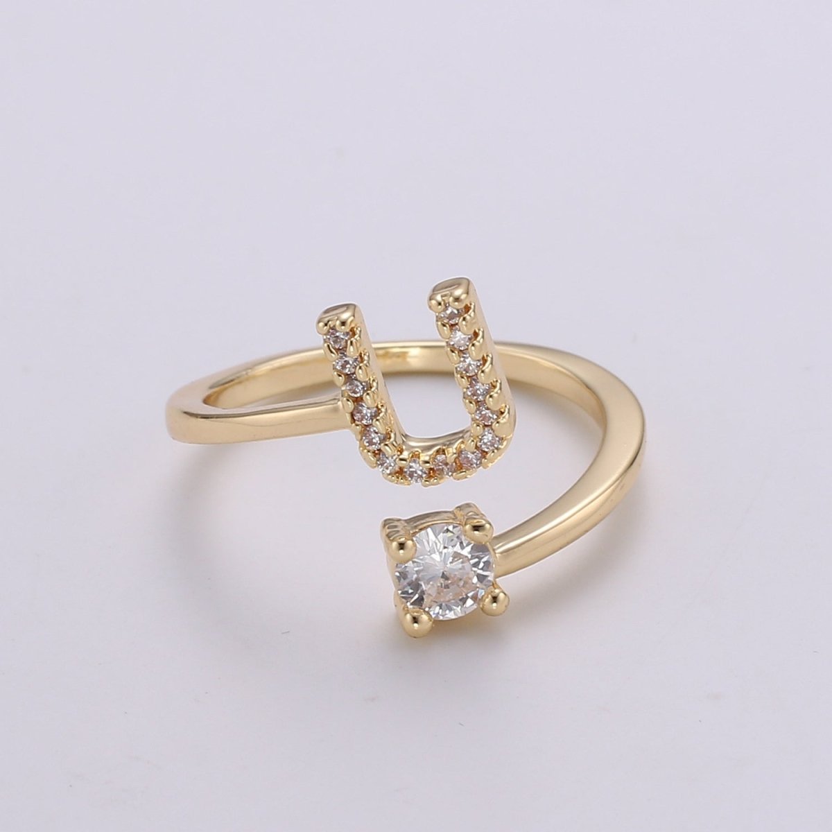 Dainty Initial Ring Gold Letter Ring Minimalist Initial Ring Initial Name Ring Adjustable Initial CZ Ring Personalized Bridesmaid Gift