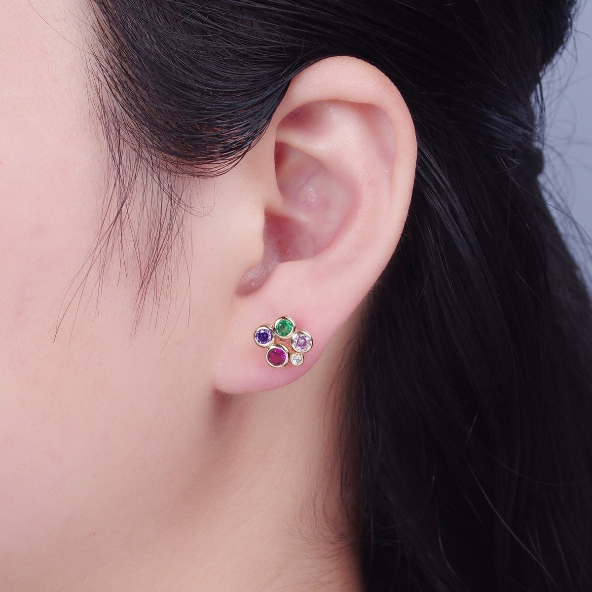 Dainty Multi Color Bubble Stud Earrings