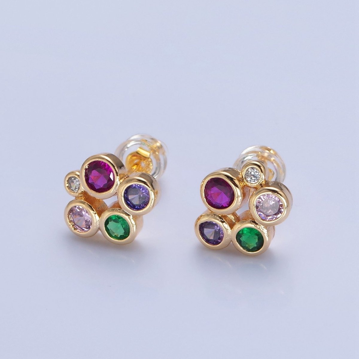 Dainty Multi Color Bubble Stud Earrings