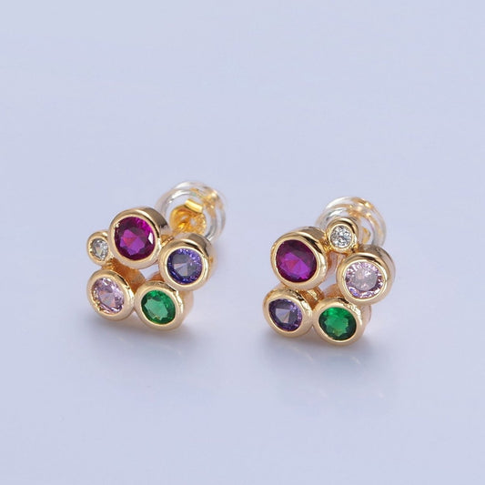 Dainty Multi Color Bubble Stud Earrings