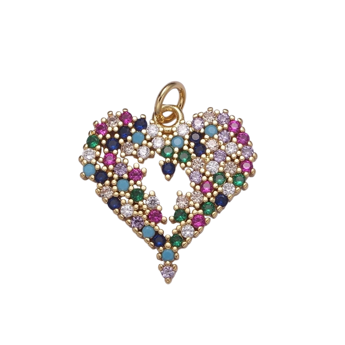 Dainty Multi Color 24mm x 20mm CZ Heart Charm
