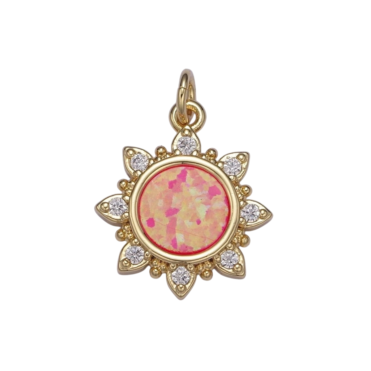 Dainty Opal Sun Charm Clear Pink Blue Opal Celestial
