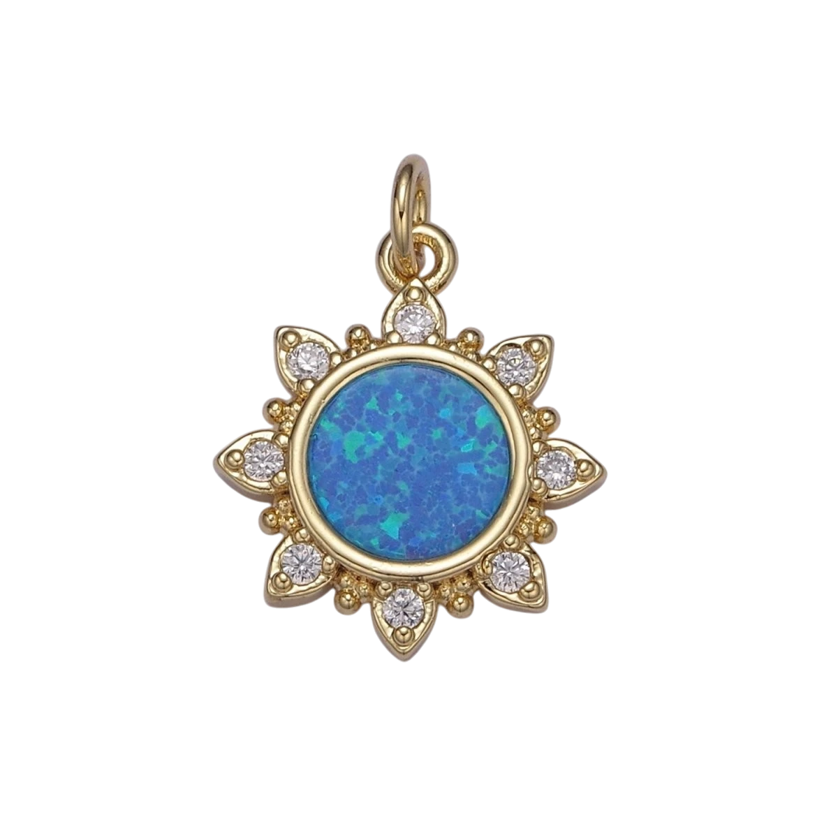 Dainty Opal Sun Charm Clear Pink Blue Opal Celestial