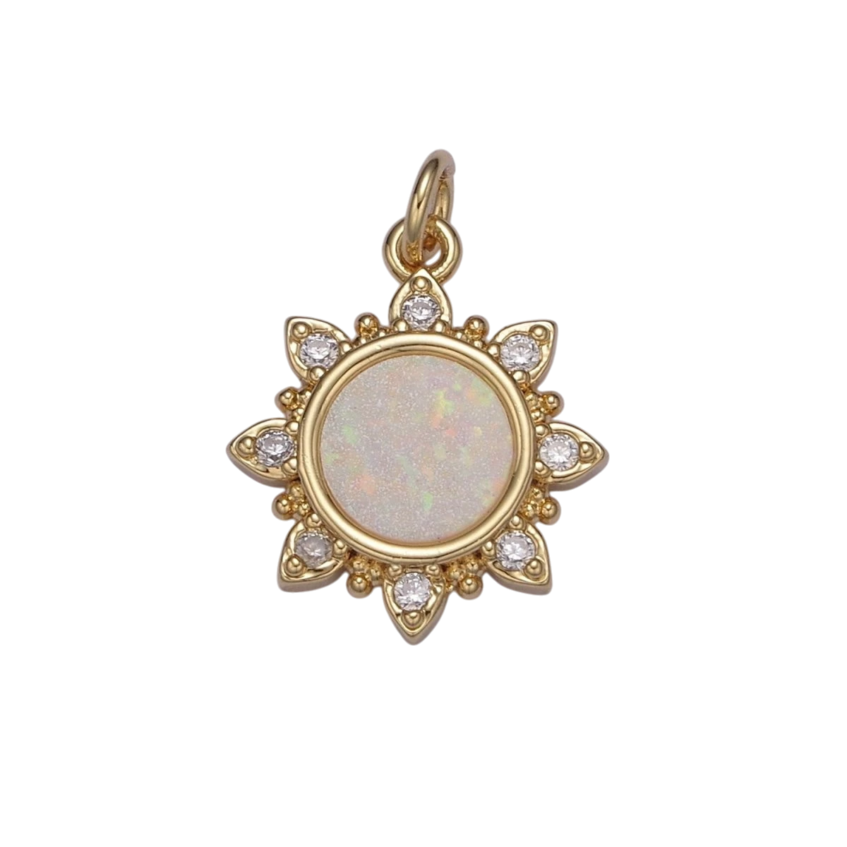 Dainty Opal Sun Charm Clear Pink Blue Opal Celestial