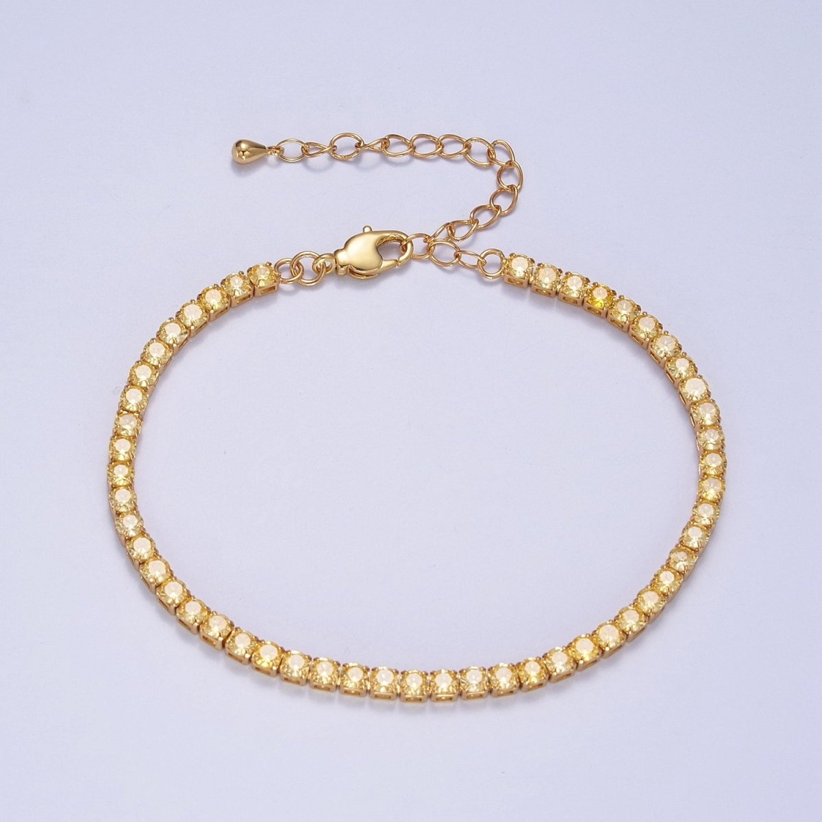 Dainty PEACH, YELLOW, RED Diamond Tennis Bracelet Gold CZ Tennis Bracelet Cubic Zirconia Diamond Bracelet Adjustable