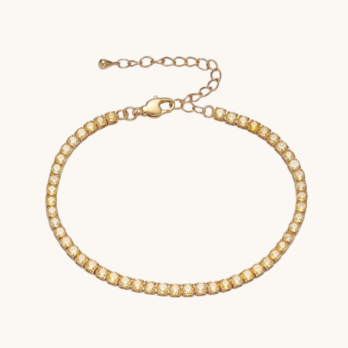 Dainty PEACH, YELLOW, RED Diamond Tennis Bracelet Gold CZ Tennis Bracelet Cubic Zirconia Diamond Bracelet Adjustable