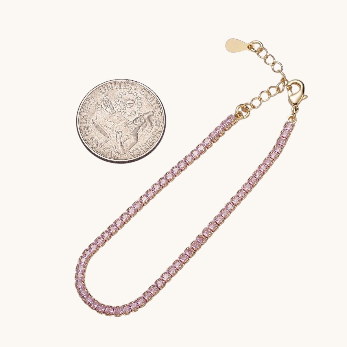 Dainty PEACH, YELLOW, RED Diamond Tennis Bracelet Gold CZ Tennis Bracelet Cubic Zirconia Diamond Bracelet Adjustable