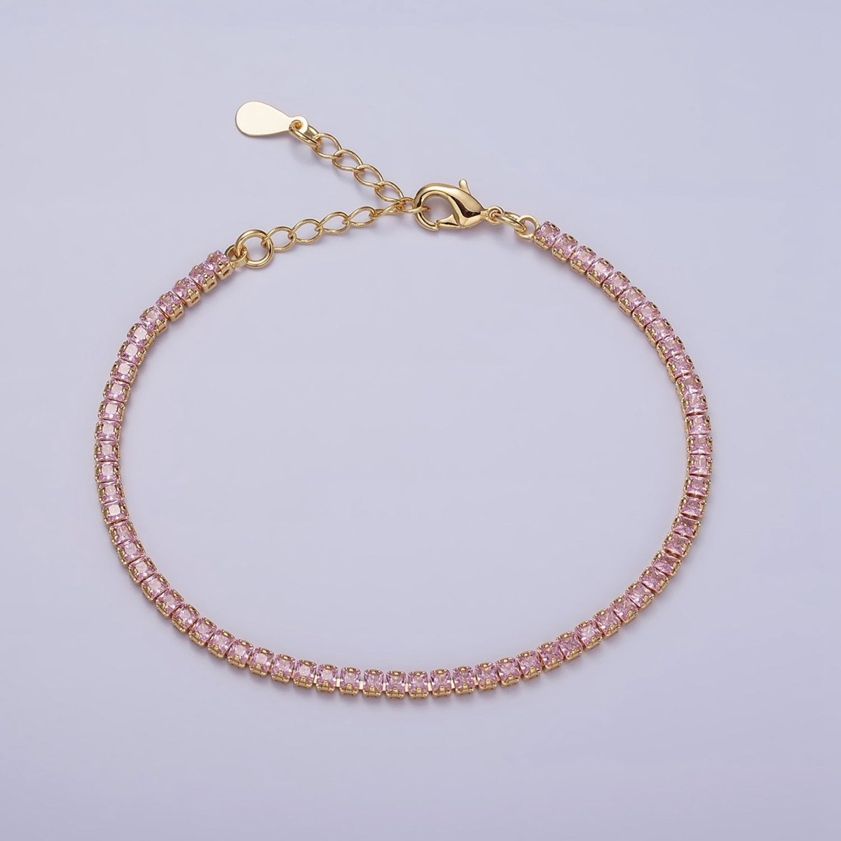 Dainty PEACH, YELLOW, RED Diamond Tennis Bracelet Gold CZ Tennis Bracelet Cubic Zirconia Diamond Bracelet Adjustable