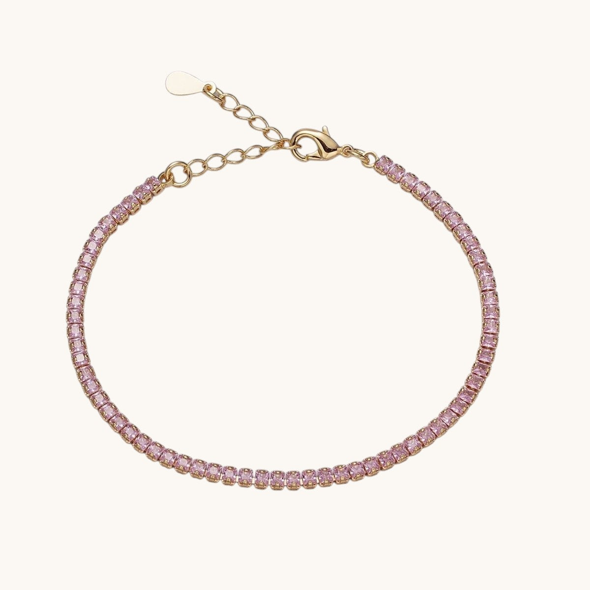 Dainty PEACH, YELLOW, RED Diamond Tennis Bracelet Gold CZ Tennis Bracelet Cubic Zirconia Diamond Bracelet Adjustable