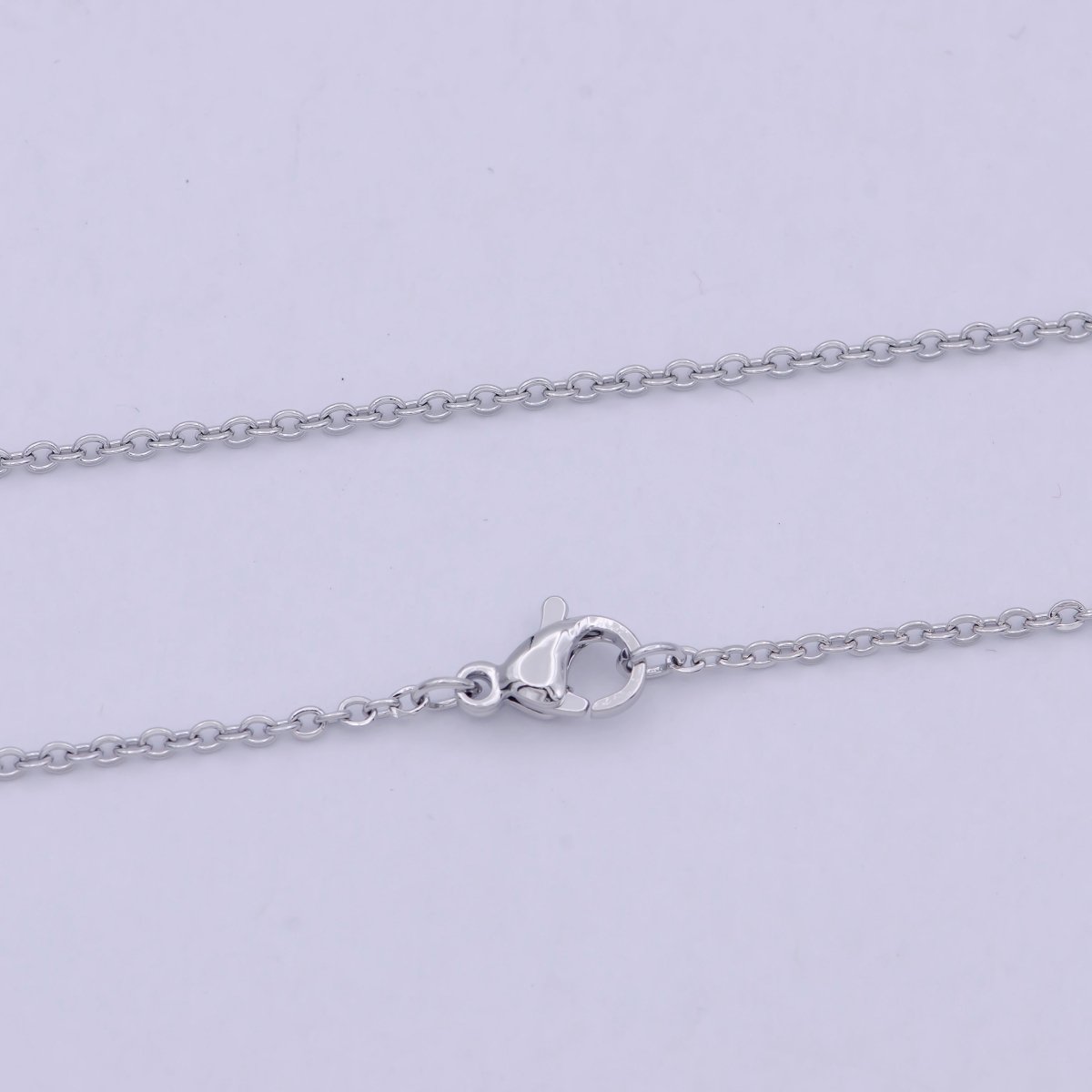 Dainty Rhodium Plated 1.7mm Silver Cable Chain Everyday Chain Simple Silver Chain