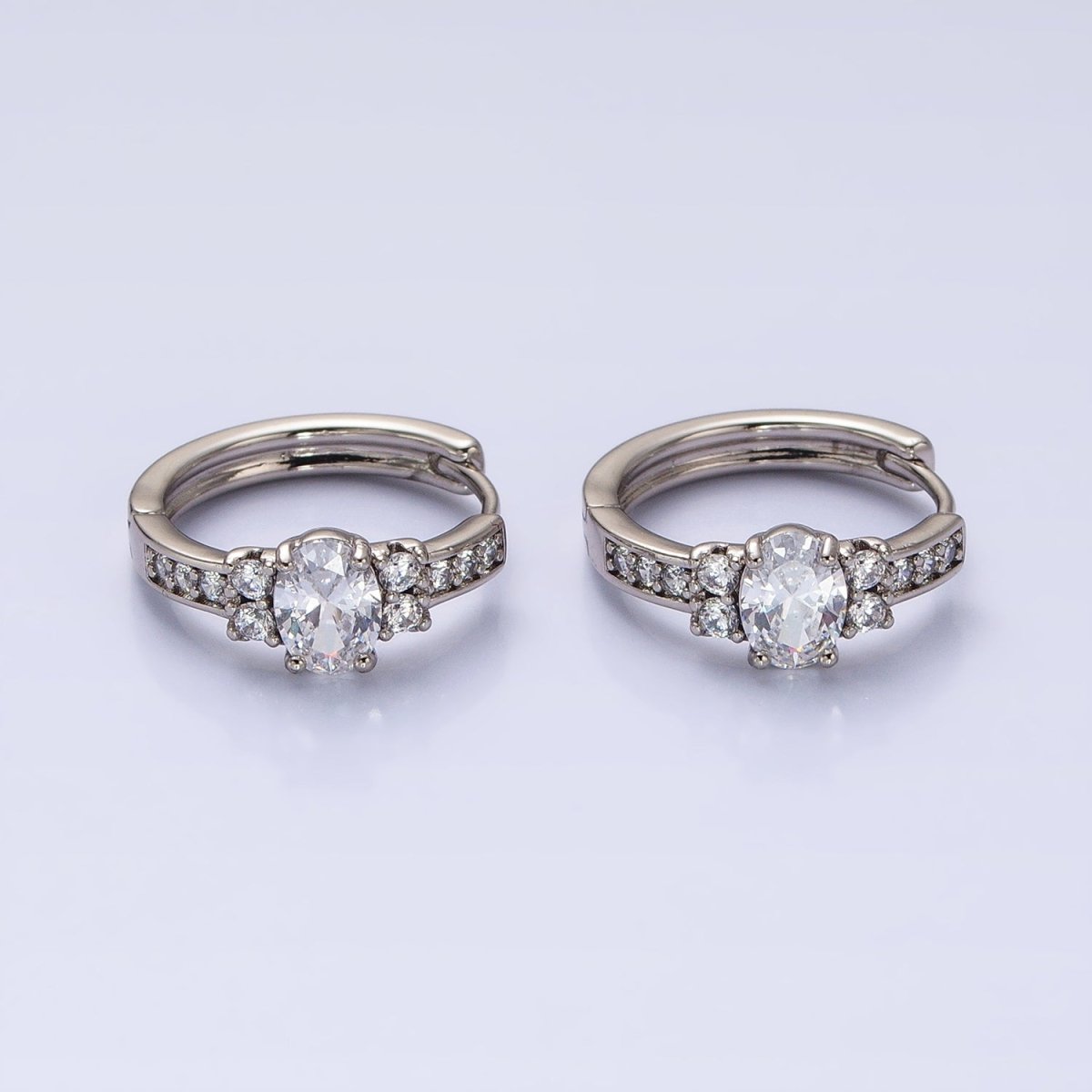 Dainty Silver Huggie Earring Minimalist Clear Blue Red Green CZ Hoop Earrings