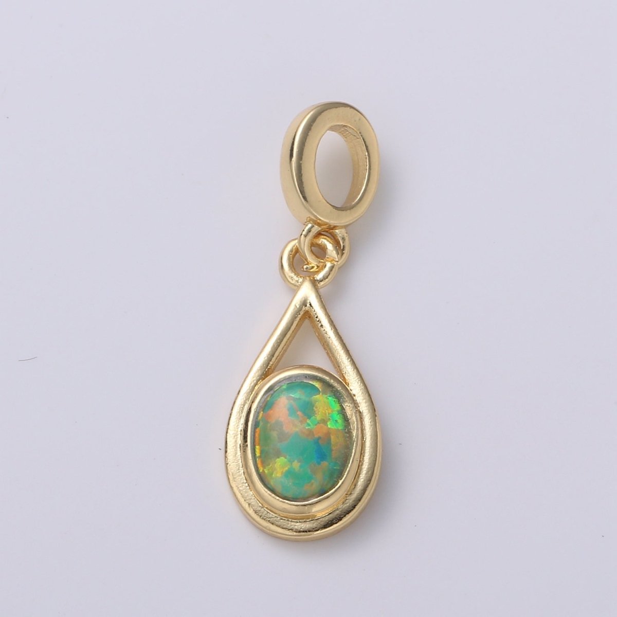 Dainty Solitaire Opal Pendant 14K Gold Filled 25mm x 8.5mm Tear Drop Rondelle Pendant Opal Luxury Dangle