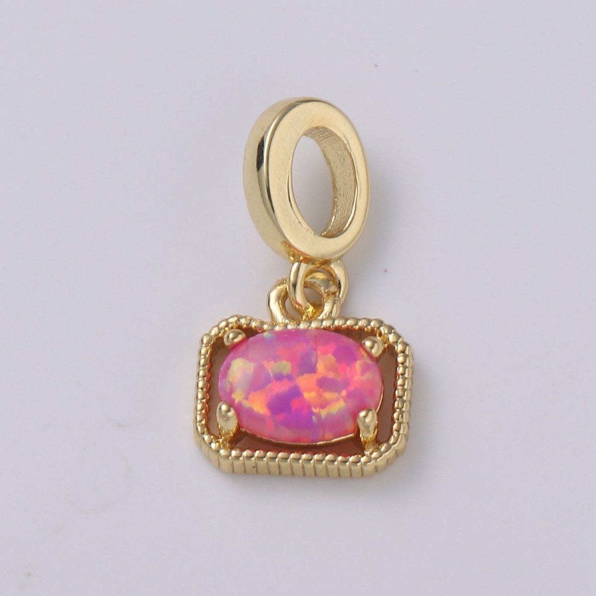 Dainty Solitaire Rondelle 18mm x 9mm Pendant Rectangle Dangle Opal in Blue, Green, Pink and Clear