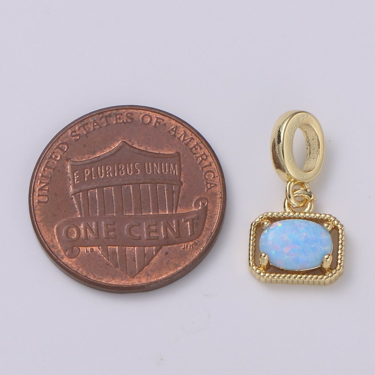 Dainty Solitaire Rondelle 18mm x 9mm Pendant Rectangle Dangle Opal in Blue, Green, Pink and Clear