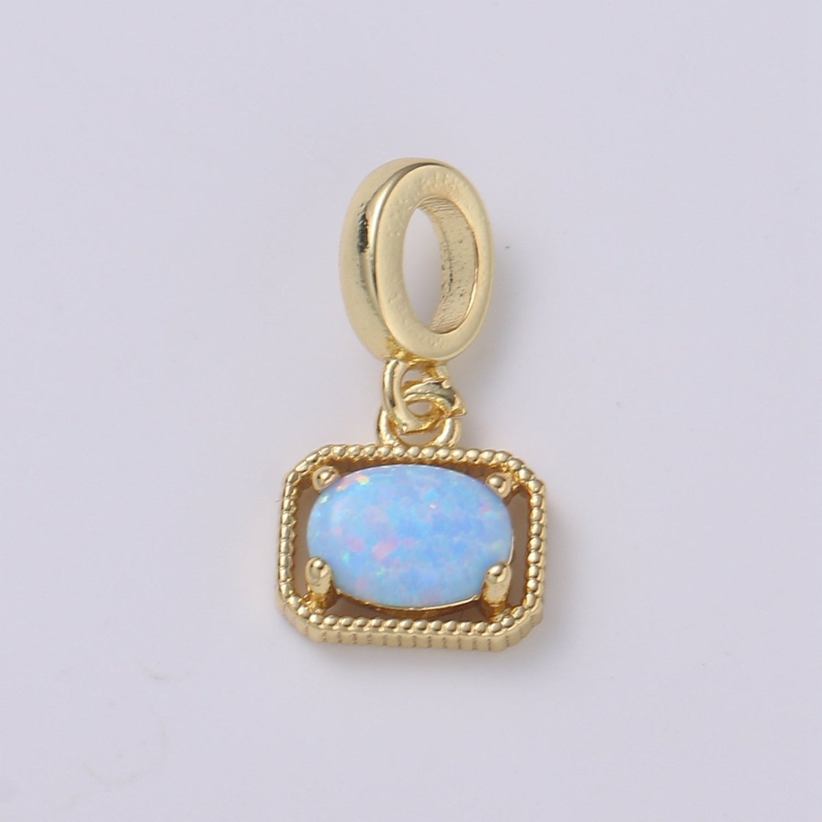 Dainty Solitaire Rondelle 18mm x 9mm Pendant Rectangle Dangle Opal in Blue, Green, Pink and Clear