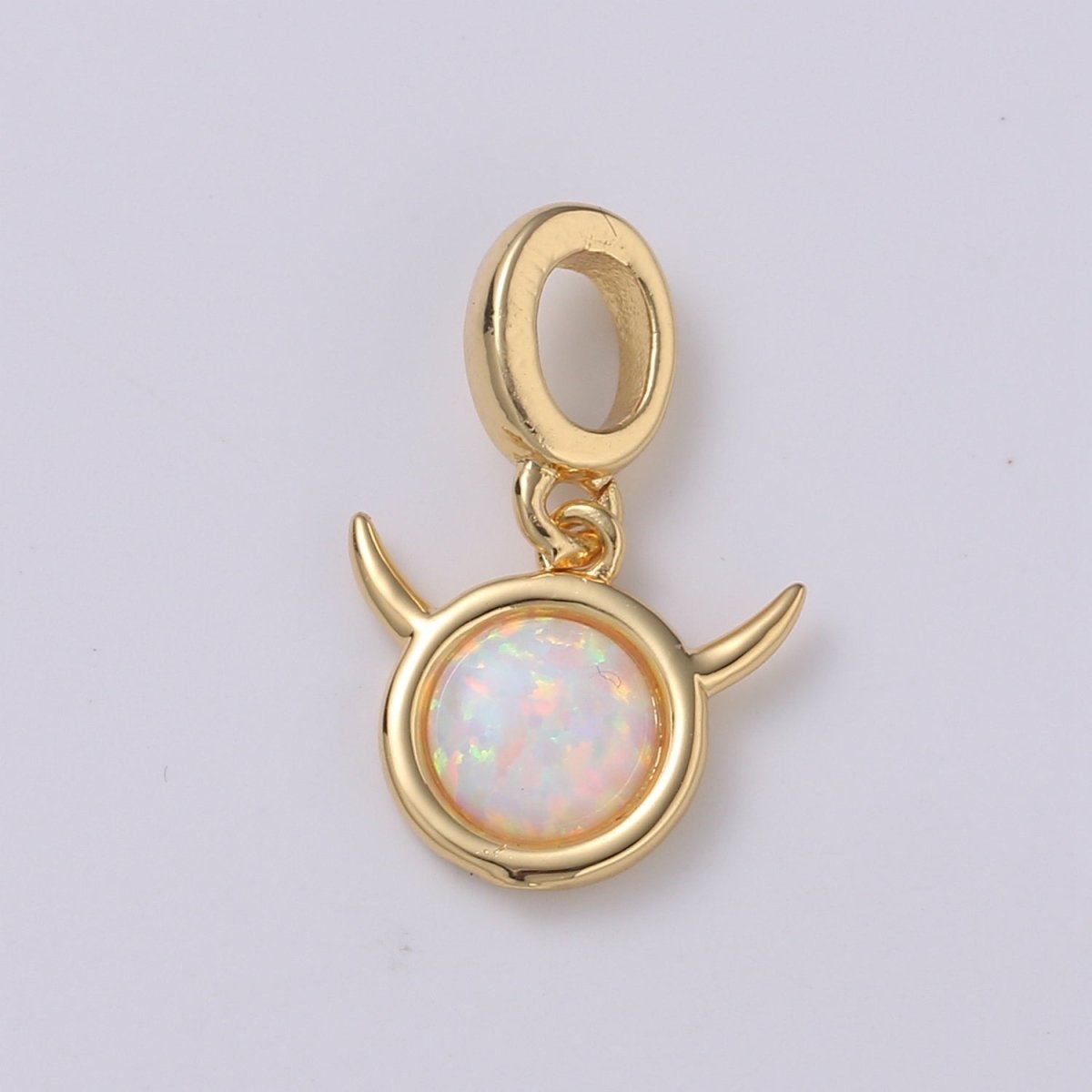 Dainty White or Blue 18.5mm Pendant Opal Round Gemstone Dainty Rondelle Pendant Opal Charm Devil Face Charm Cute Devil Pendant
