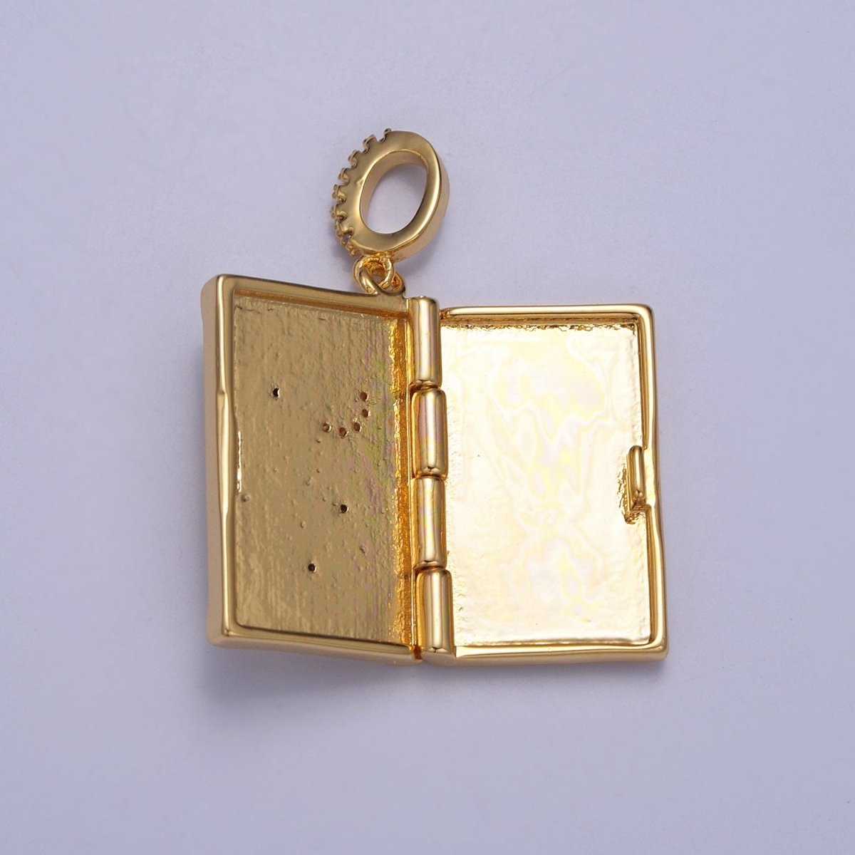 Dangle Book Locket Pendant Crescent Moon Star Locket Charm 14K Gold-Filled Pendant
