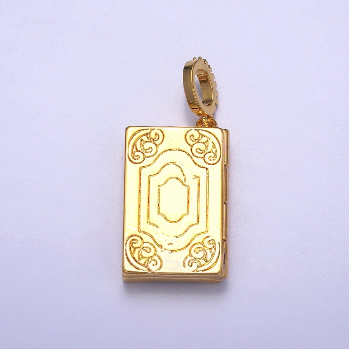 Dangle Book Locket Pendant Crescent Moon Star Locket Charm 14K Gold-Filled Pendant