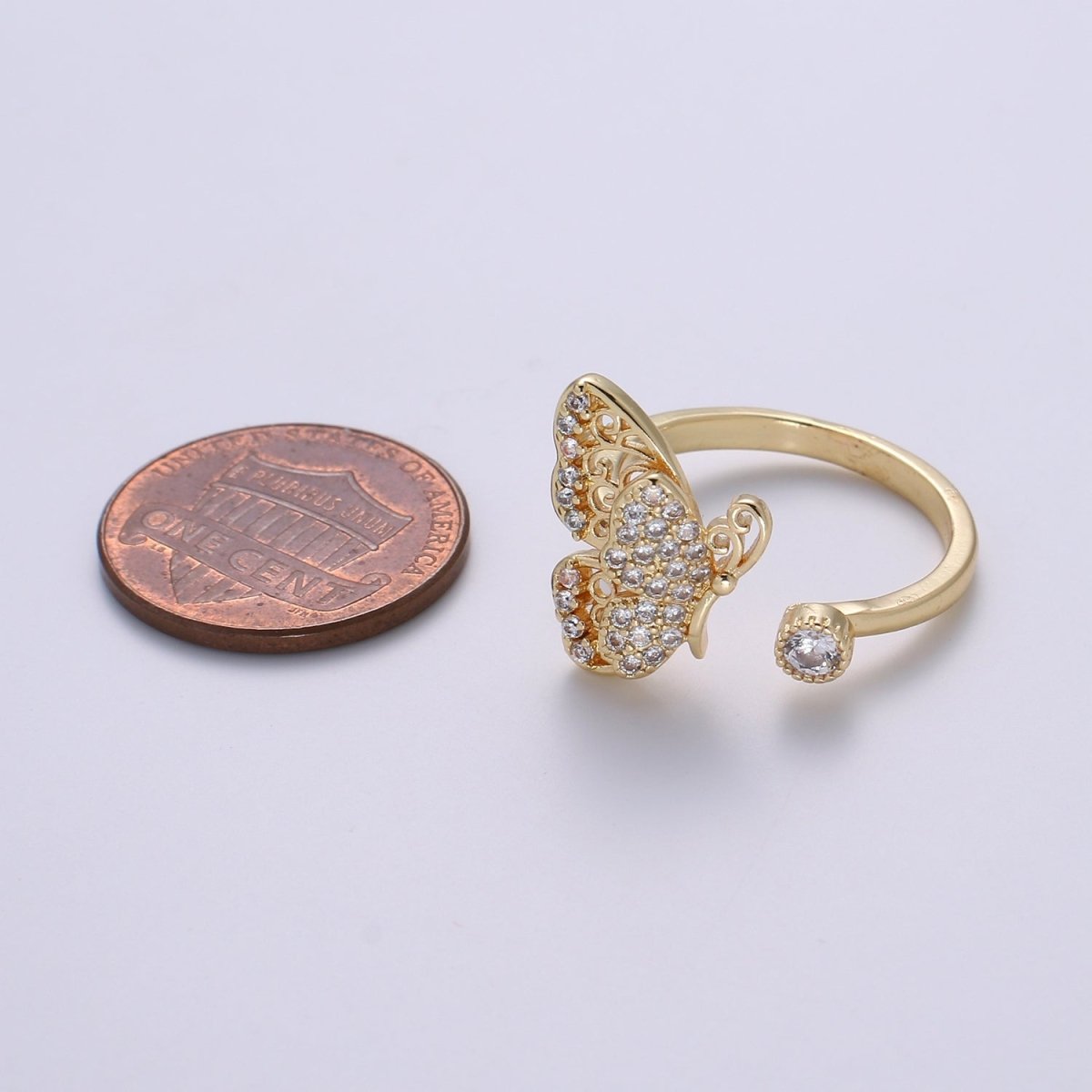 Elegant 18K Gold Filled Butterfly Adjustable Ring