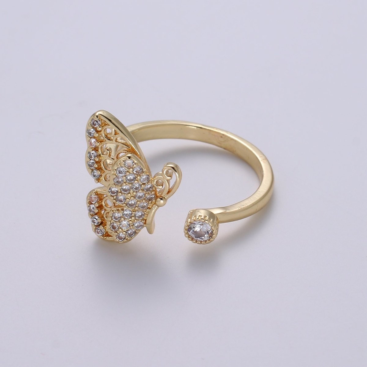 Elegant 18K Gold Filled Butterfly Adjustable Ring