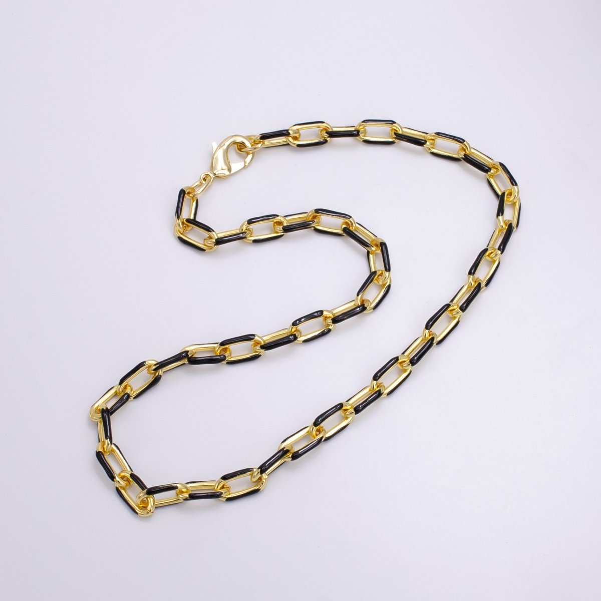 Colorful Gold-filled 7mm Enamel Paper-Clip Necklace 18 Inch Neon Color in Gold