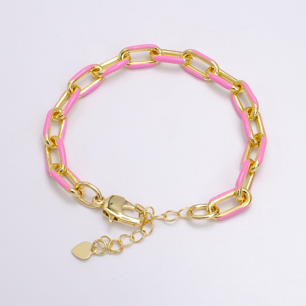 Enamel Paper Clip Bracelet 6inch Colorful Bracelet in Gold
