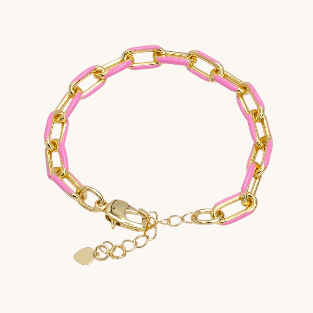 Enamel Paper Clip Bracelet 6inch Colorful Bracelet in Gold