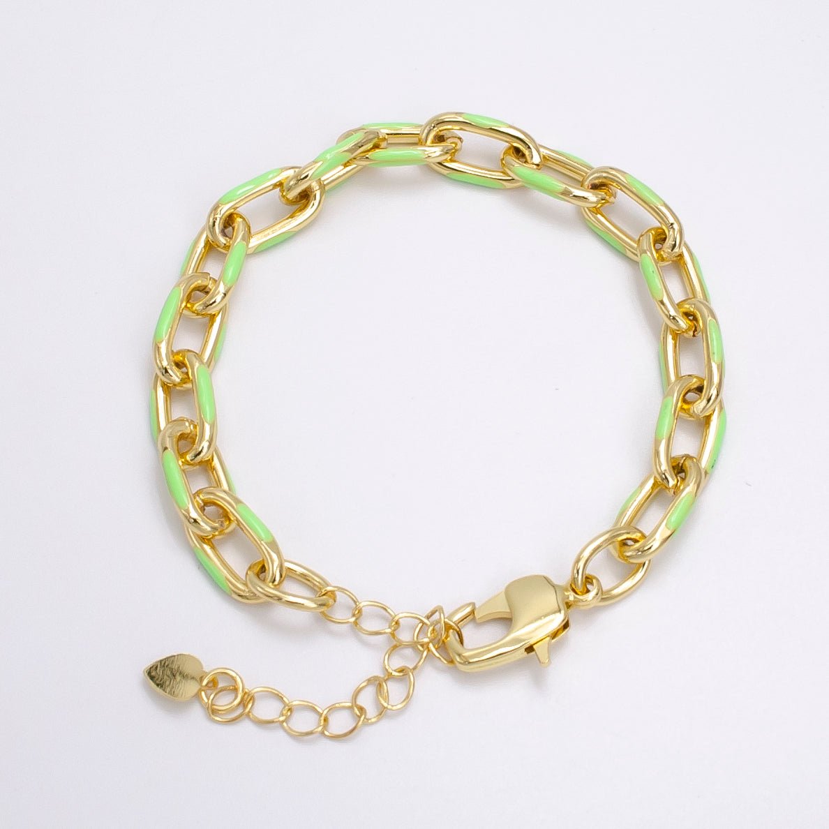 Enamel Paper Clip Bracelet 6inch Colorful Bracelet in Gold