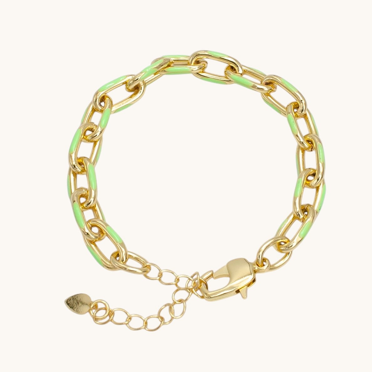 Enamel Paper Clip Bracelet 6inch Colorful Bracelet in Gold