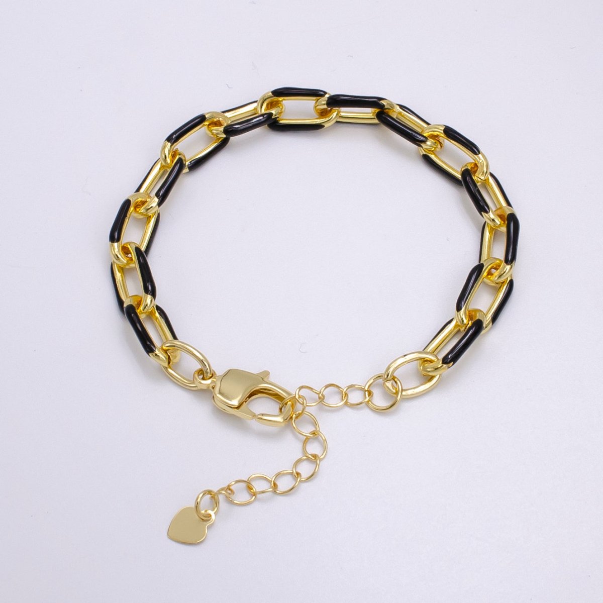 Enamel Paper Clip Bracelet 6inch Colorful Bracelet in Gold