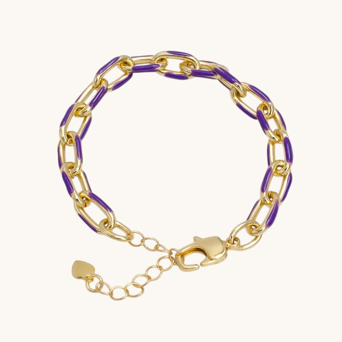 Enamel Paper Clip Bracelet 6inch Colorful Bracelet in Gold