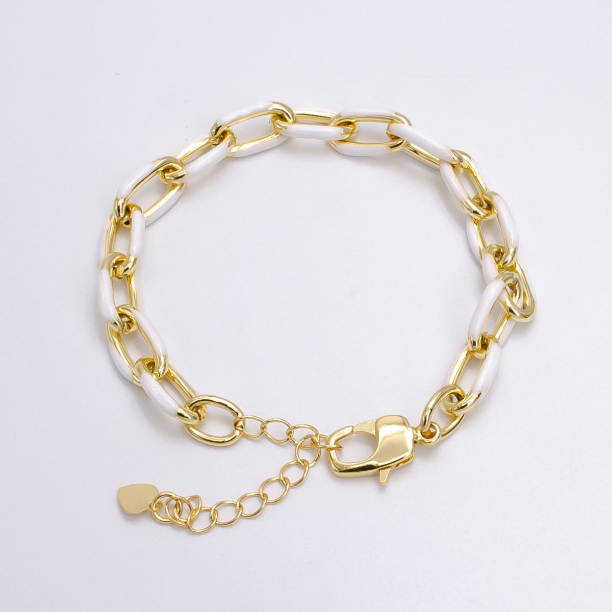 Enamel Paper Clip Bracelet 6inch Colorful Bracelet in Gold