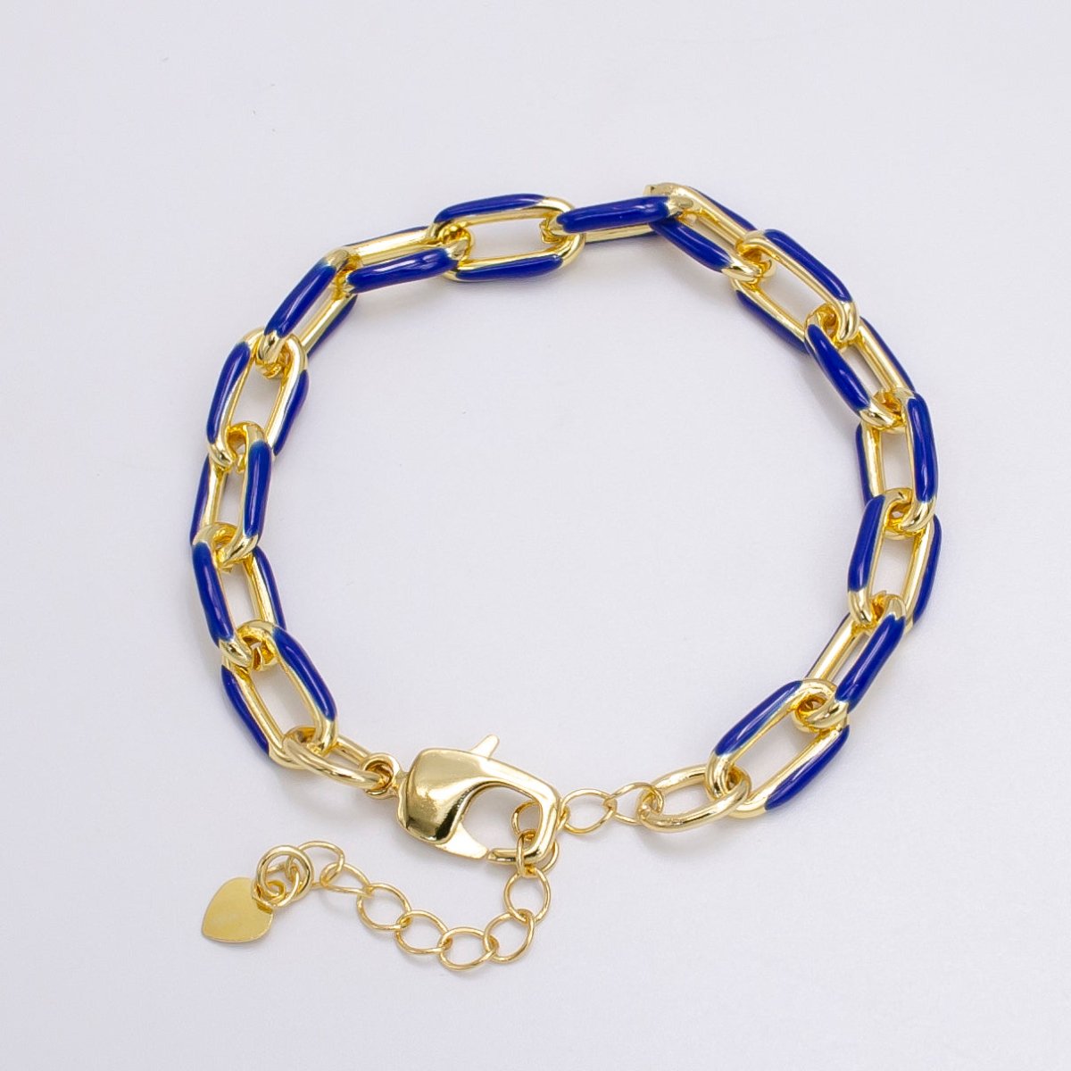 Enamel Paper Clip Bracelet 6inch Colorful Bracelet in Gold