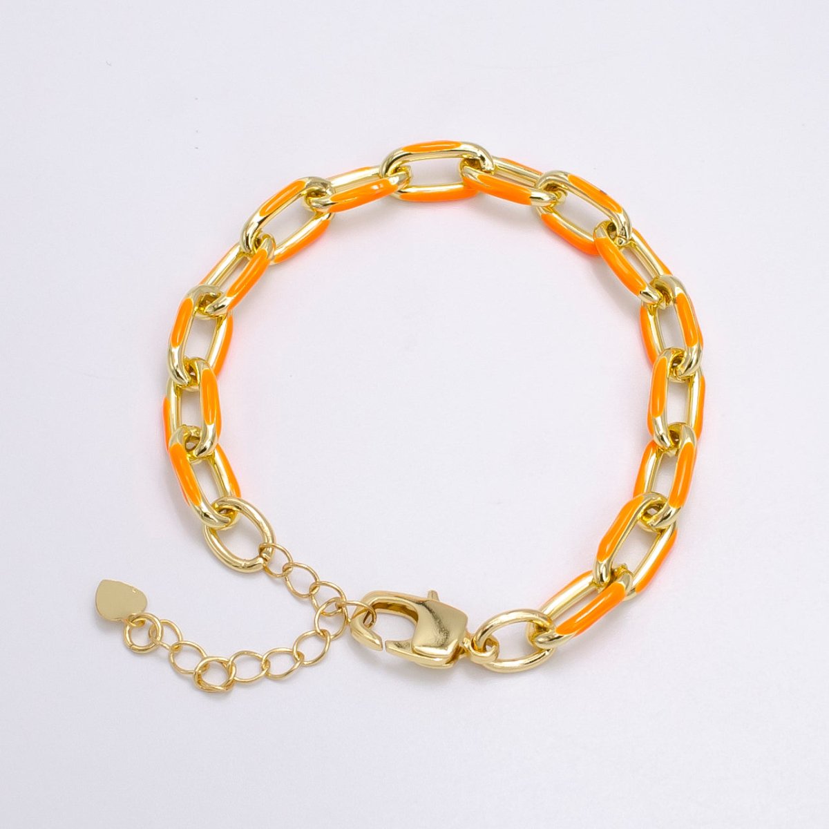 Enamel Paper Clip Bracelet 6inch Colorful Bracelet in Gold