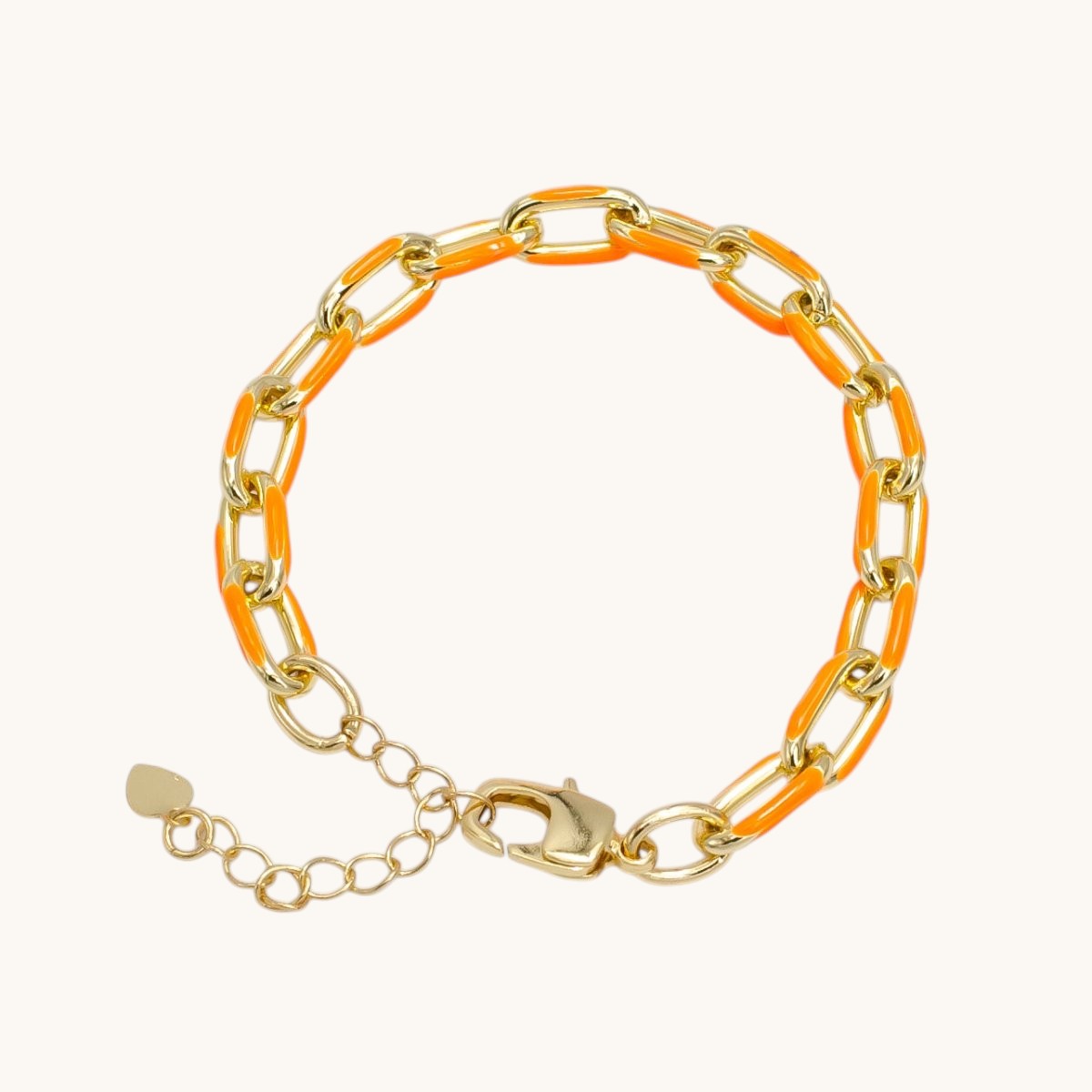 Enamel Paper Clip Bracelet 6inch Colorful Bracelet in Gold
