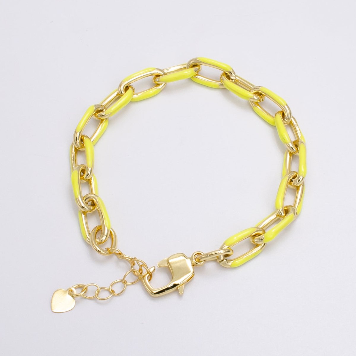 Enamel Paper Clip Bracelet 6inch Colorful Bracelet in Gold