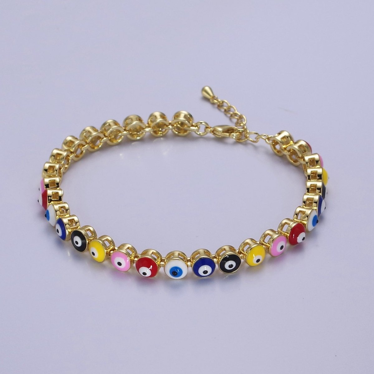 Evil Eye Protection Bracelet Multicolor Evil Eye Bracelet 24K Gold-Filled Amulet Turkish Eye Bracelet Adjustable