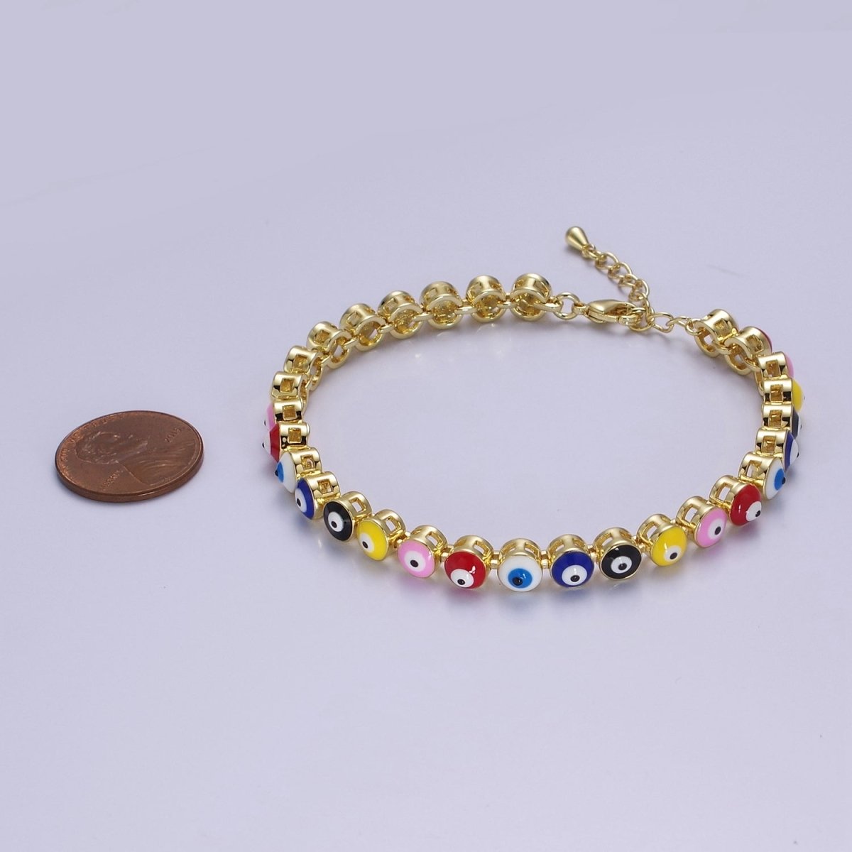 Evil Eye Protection Bracelet Multicolor Evil Eye Bracelet 24K Gold-Filled Amulet Turkish Eye Bracelet Adjustable