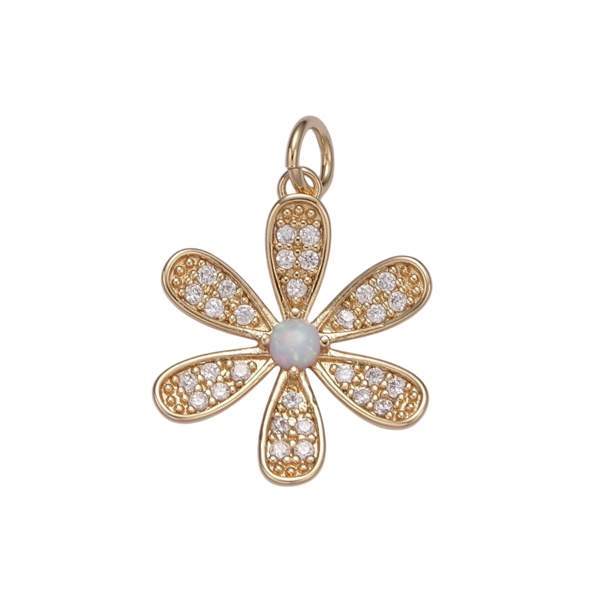 Flower Charm Pendant - Cute Daisy Flower Micro Pave Charm