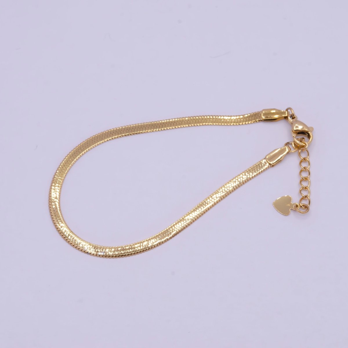 Classic 24K Gold-filled 3mm 4mm 5mm Herringbone Snake 7" Chain Bracelet