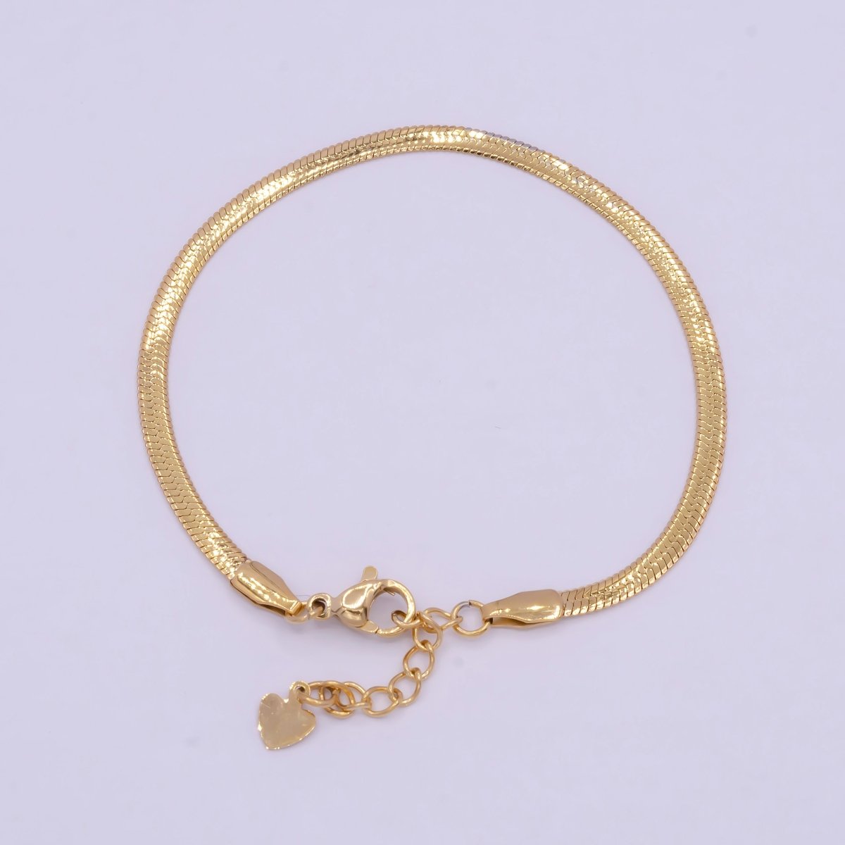 Classic 24K Gold-filled 3mm 4mm 5mm Herringbone Snake 7" Chain Bracelet