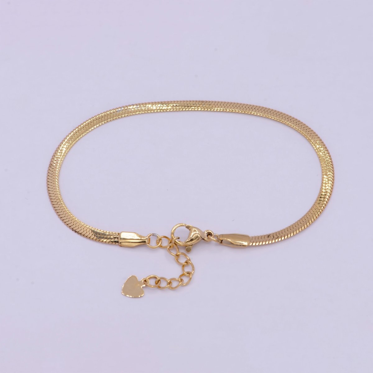Classic 24K Gold-filled 3mm 4mm 5mm Herringbone Snake 7" Chain Bracelet