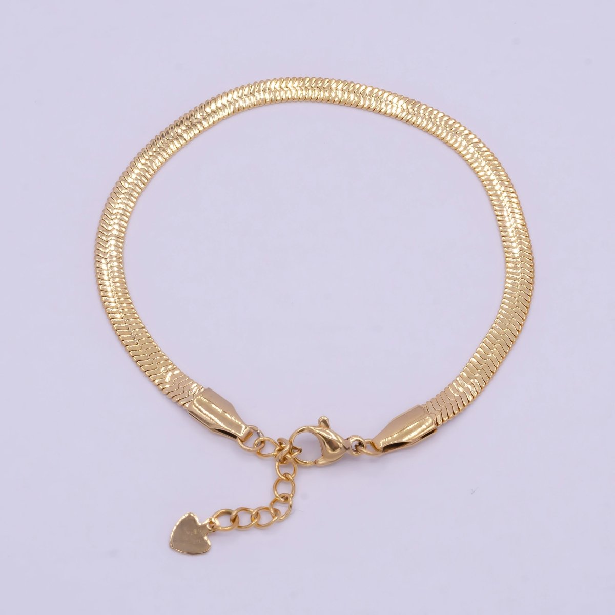 Classic 24K Gold-filled 3mm 4mm 5mm Herringbone Snake 7" Chain Bracelet