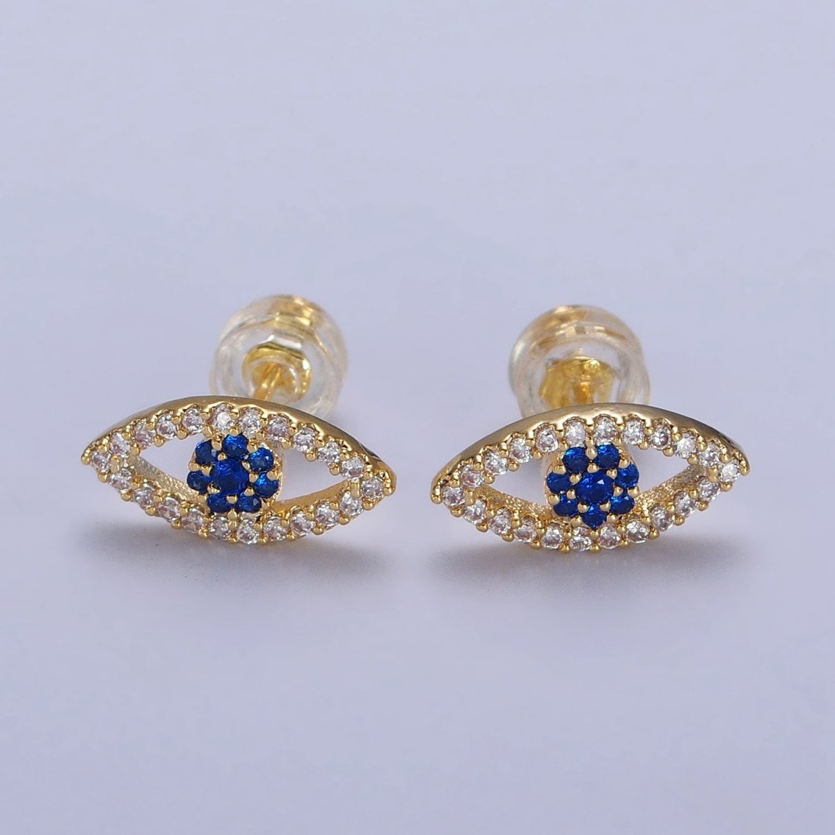 Gold Evil Eye Stud Earrings Micro Pave Eye Jewelry
