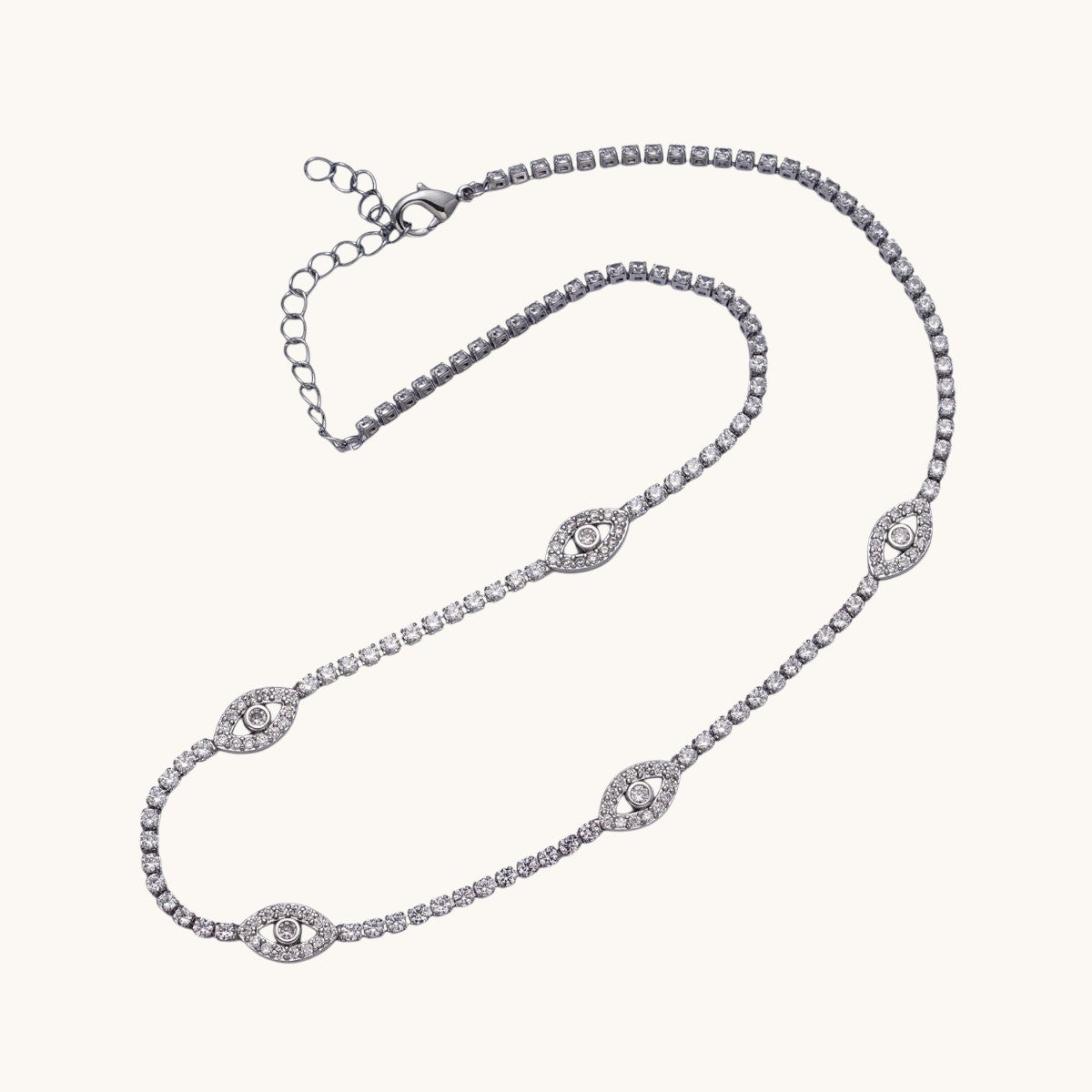 Gold Filled Evil Eye Tennis Chain 14 Inch Choker Necklace in Gold & Silver