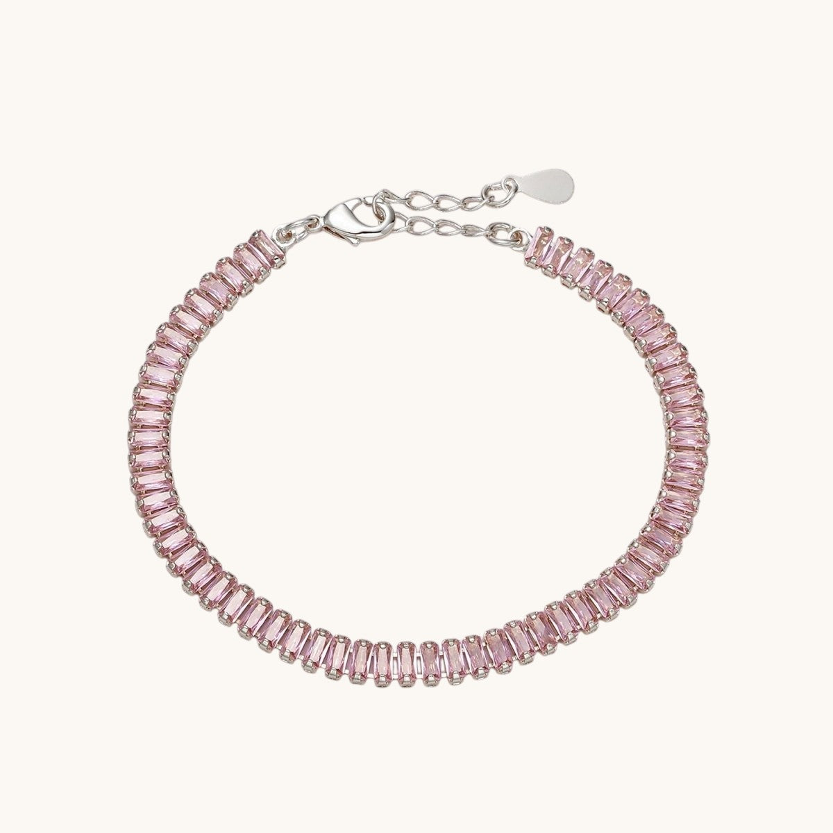 Gold Filled Tennis Bracelet, Baguette Emerald Green, Pink, Clear Pave CZ Bracelet