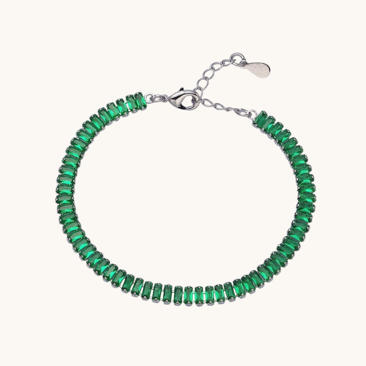 Gold Filled Tennis Bracelet, Baguette Emerald Green, Pink, Clear Pave CZ Bracelet